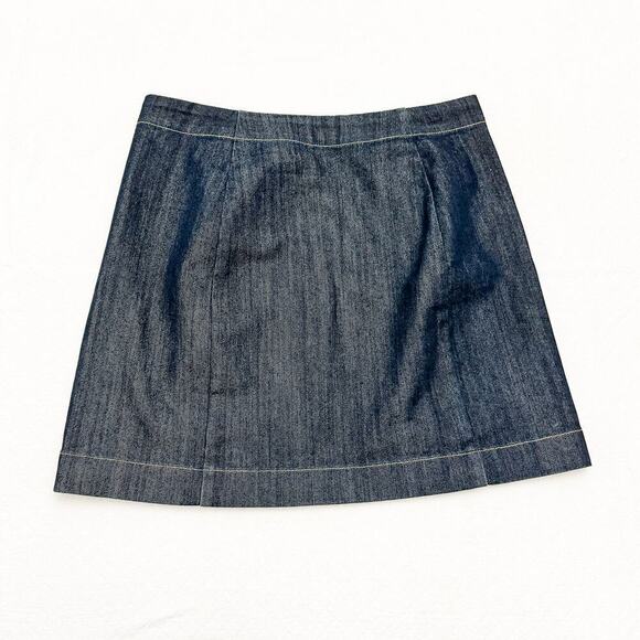 Michael Kors Dark Wash Denim Jeans Nautical Skirt Gold Buttons Size 10 - Picture 2 of 5